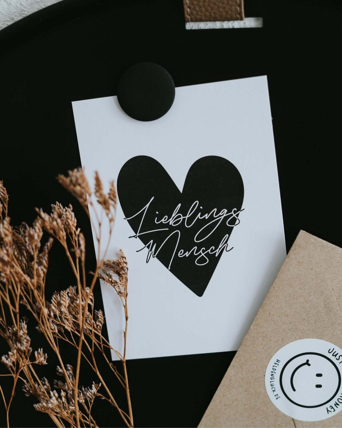 Postkarte mit Spruch oder Motiv Lieblingsmensch in schwarz weiss