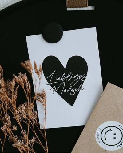 Postkarte mit Spruch oder Motiv Lieblingsmensch in schwarz weiss