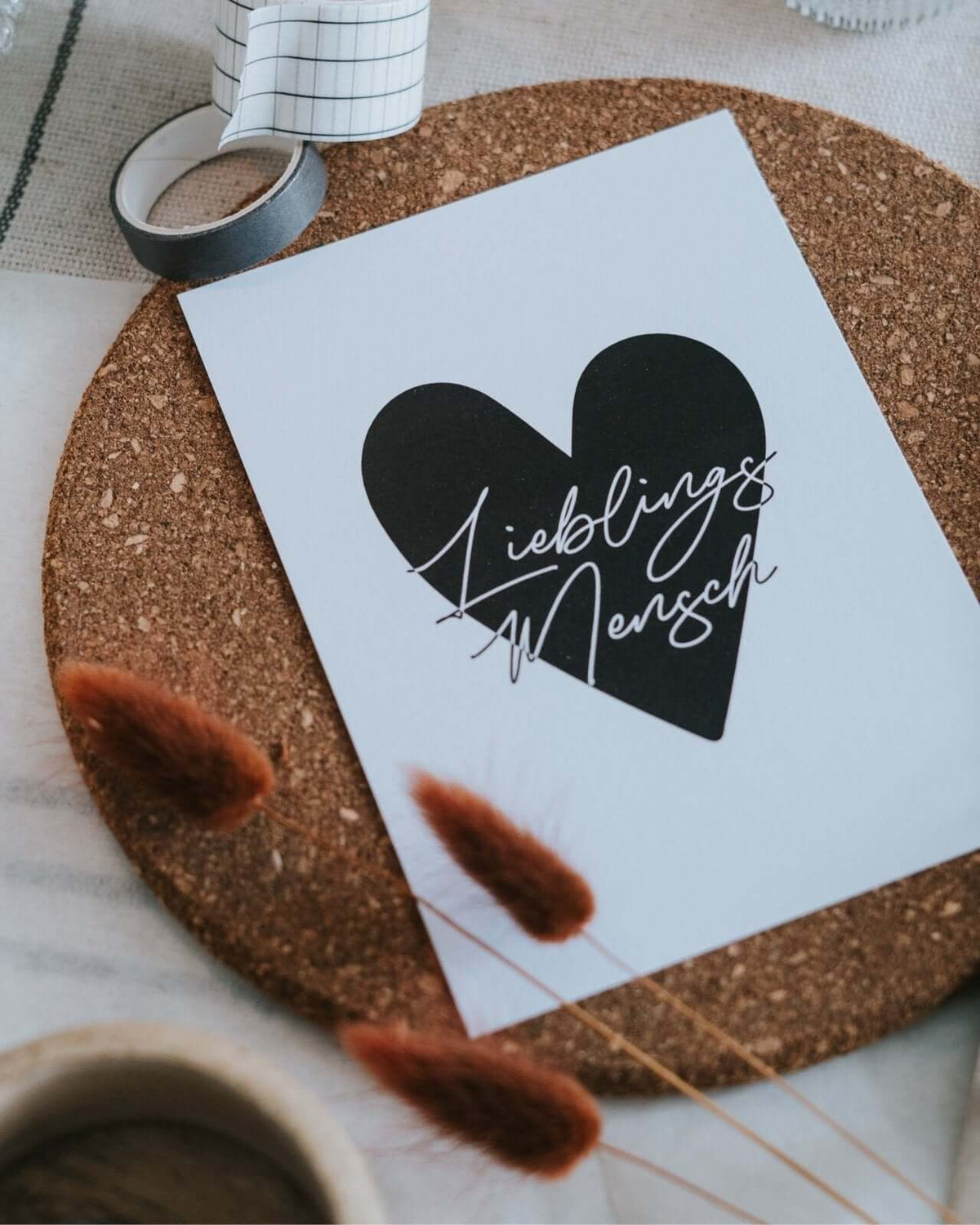 Postkarte mit Spruch oder Motiv Lieblingsmensch in schwarz weiss