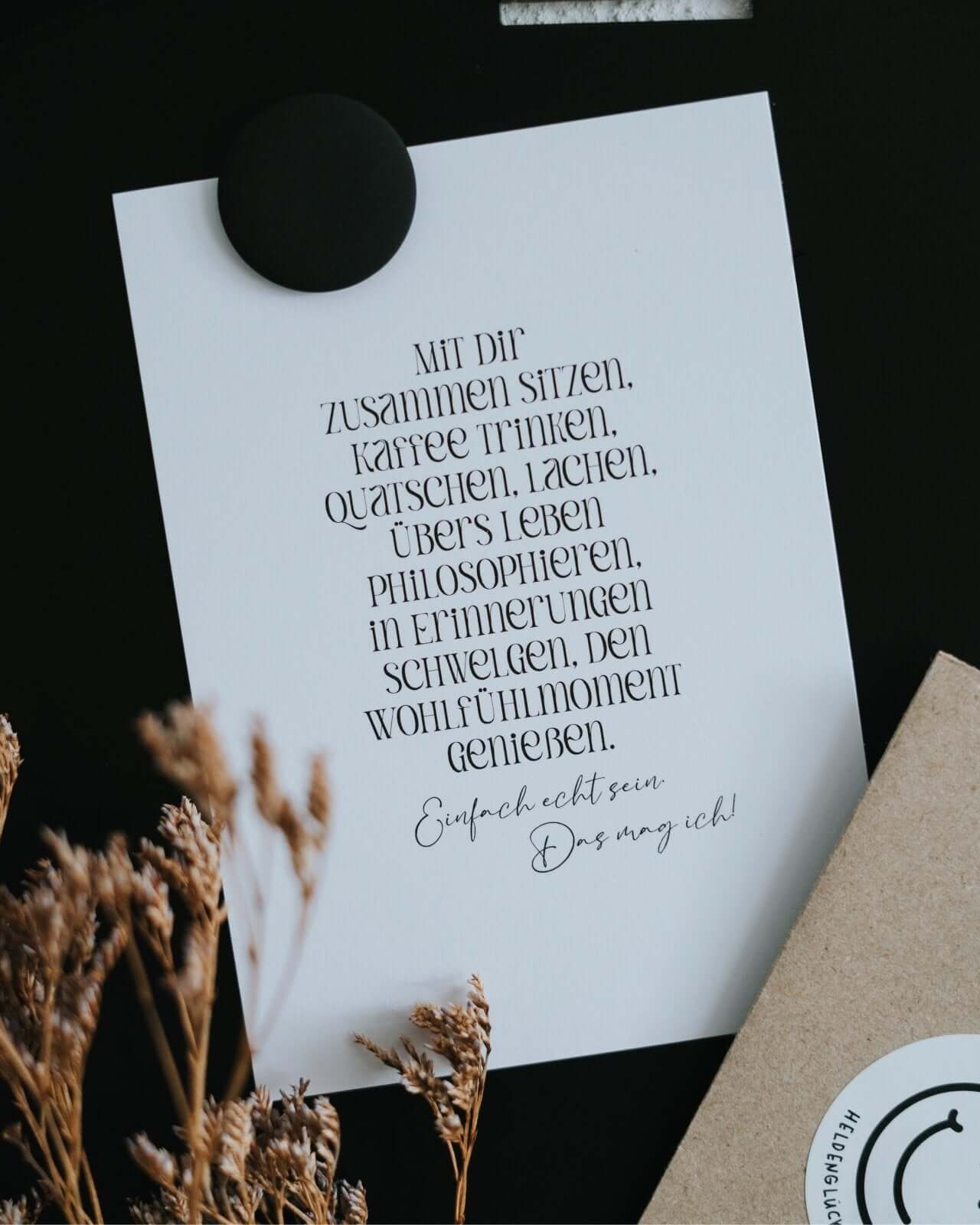 Postkarte mit Spruch und motiv Das mag ich in schwarz weiss