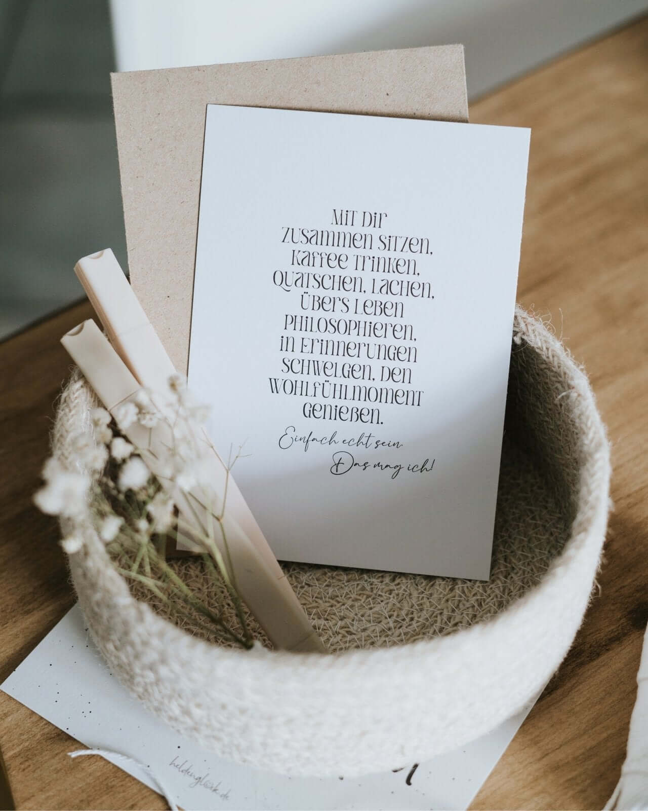 Postkarte mit Spruch und motiv Das mag ich in schwarz weiss