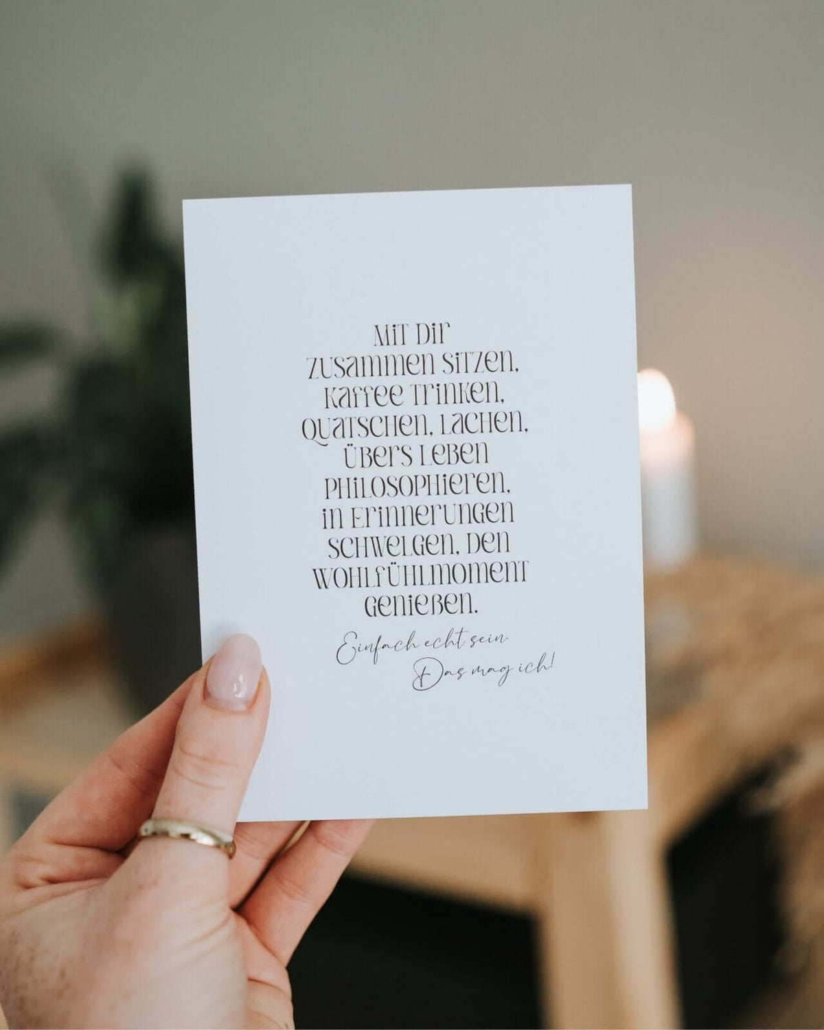 Postkarte mit Spruch und motiv Das mag ich in schwarz weiss