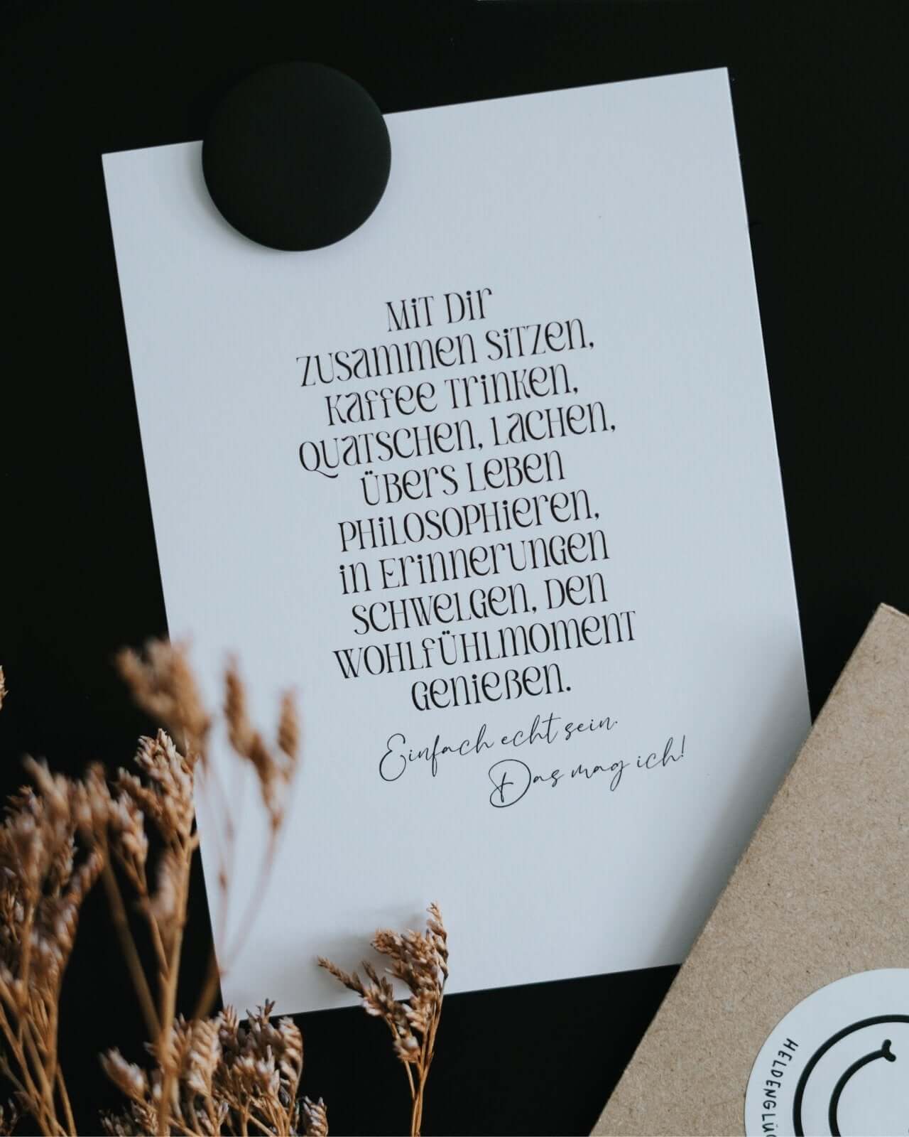 Postkarte mit Spruch und motiv Das mag ich in schwarz weiss
