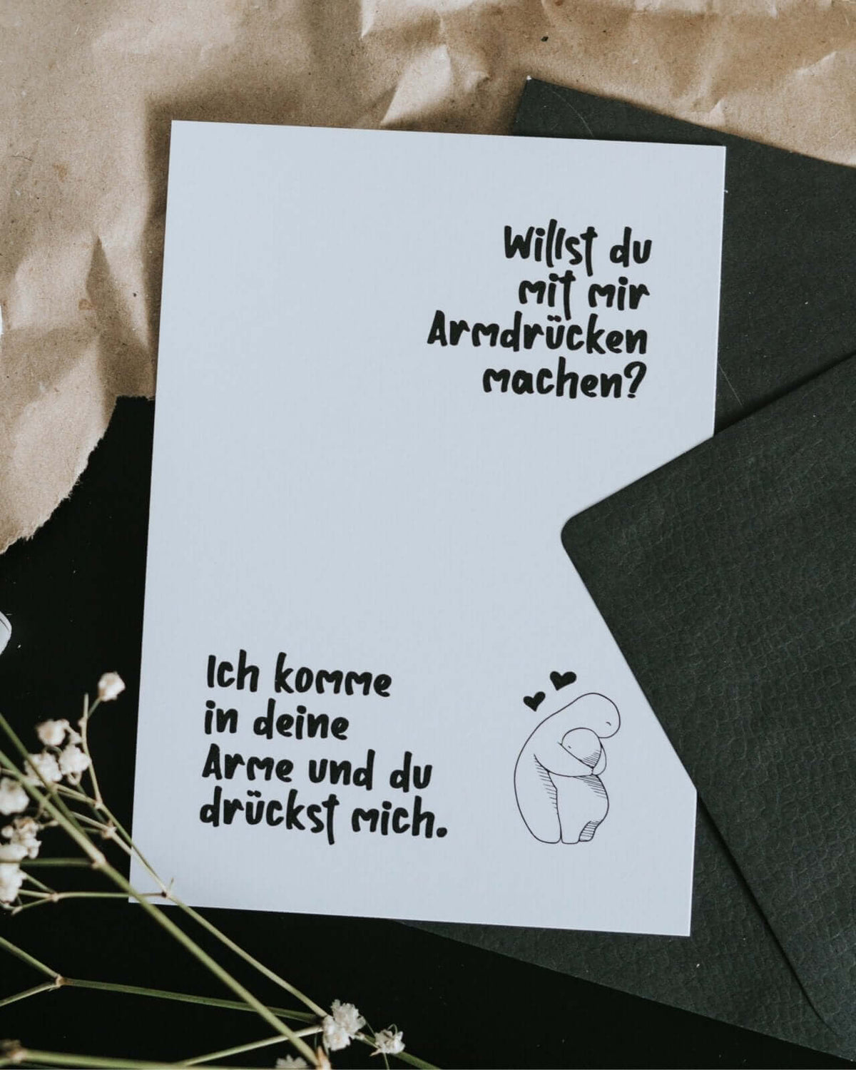 Geschenke mit Humor – Karte „Willst du mit mir Armdrücken?“ voller Charme