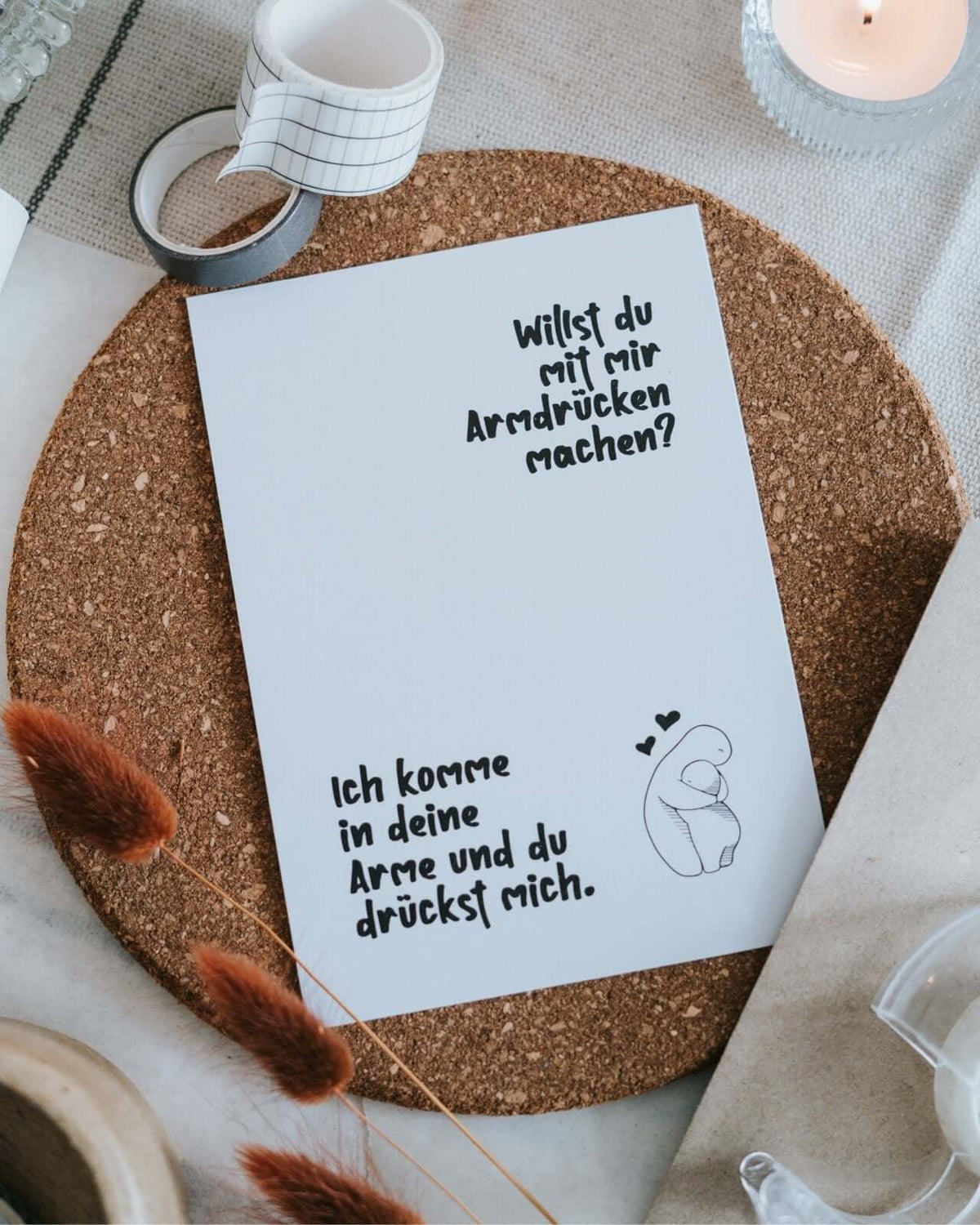 Geschenke mit Humor – Karte „Willst du mit mir Armdrücken?“ voller Charme