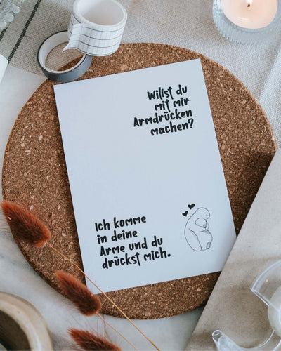 Geschenke mit Humor – Karte „Willst du mit mir Armdrücken?“ voller Charme