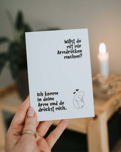 Geschenke mit Humor – Karte „Willst du mit mir Armdrücken?“ voller Charme
