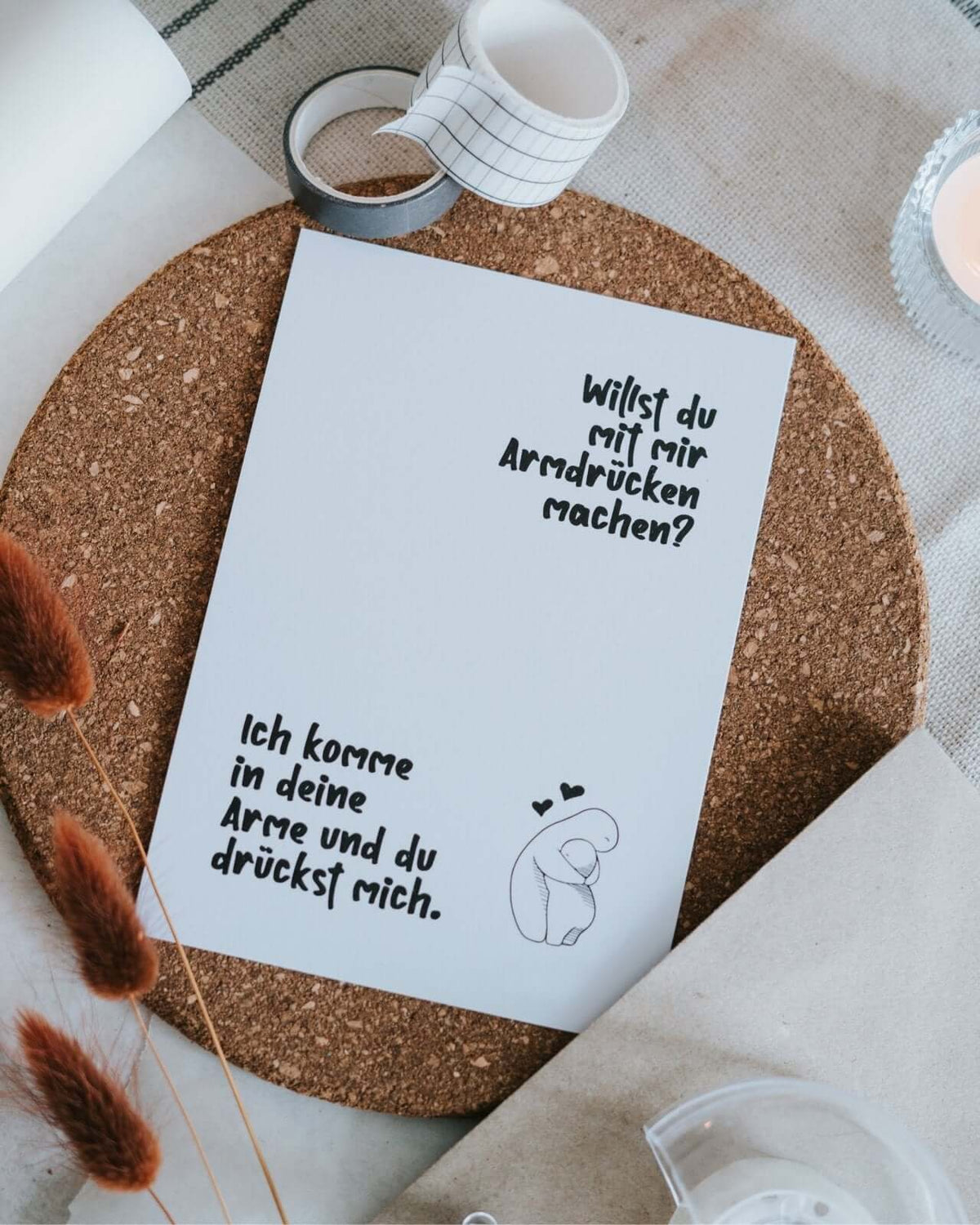 Geschenke mit Humor – Karte „Willst du mit mir Armdrücken?“ voller Charme