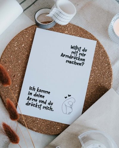 Geschenke mit Humor – Karte „Willst du mit mir Armdrücken?“ voller Charme