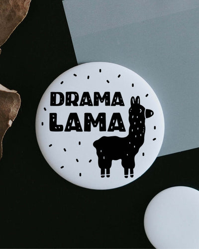 Magnete mit Spruch oder Motiv Dramalama · groß in schwarz weiss