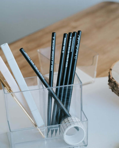 Bleistift mit Spruch oder Motiv Du kannst alles in schwarz weiss
