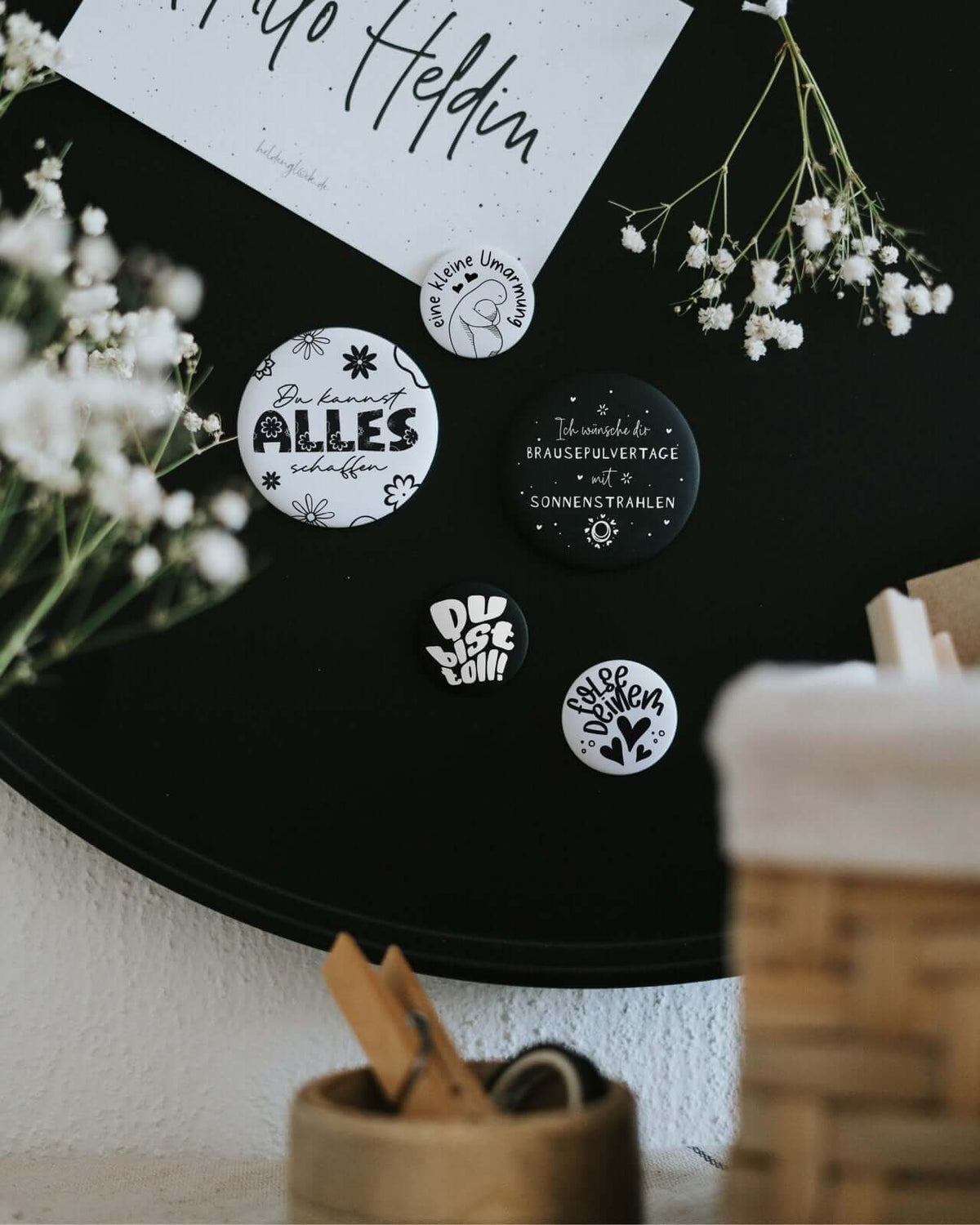 Magnete mit Spruch oder Motiv Du kannst alles · groß in schwarz weiss