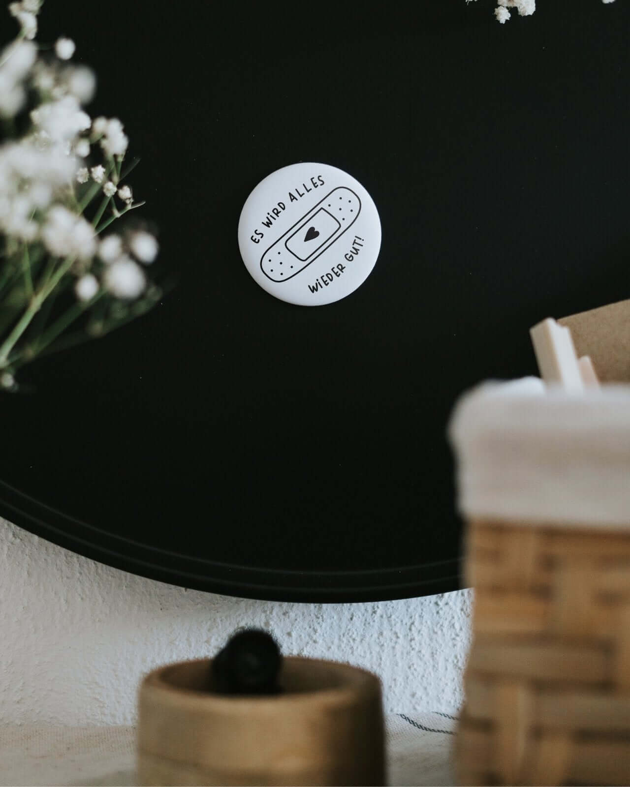 Magnete mit Spruch oder Motiv Alles wird gut · groß in schwarz weiss