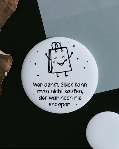 Magnete mit Spruch oder Motiv Glück kann man kaufen · groß in schwarz weiss