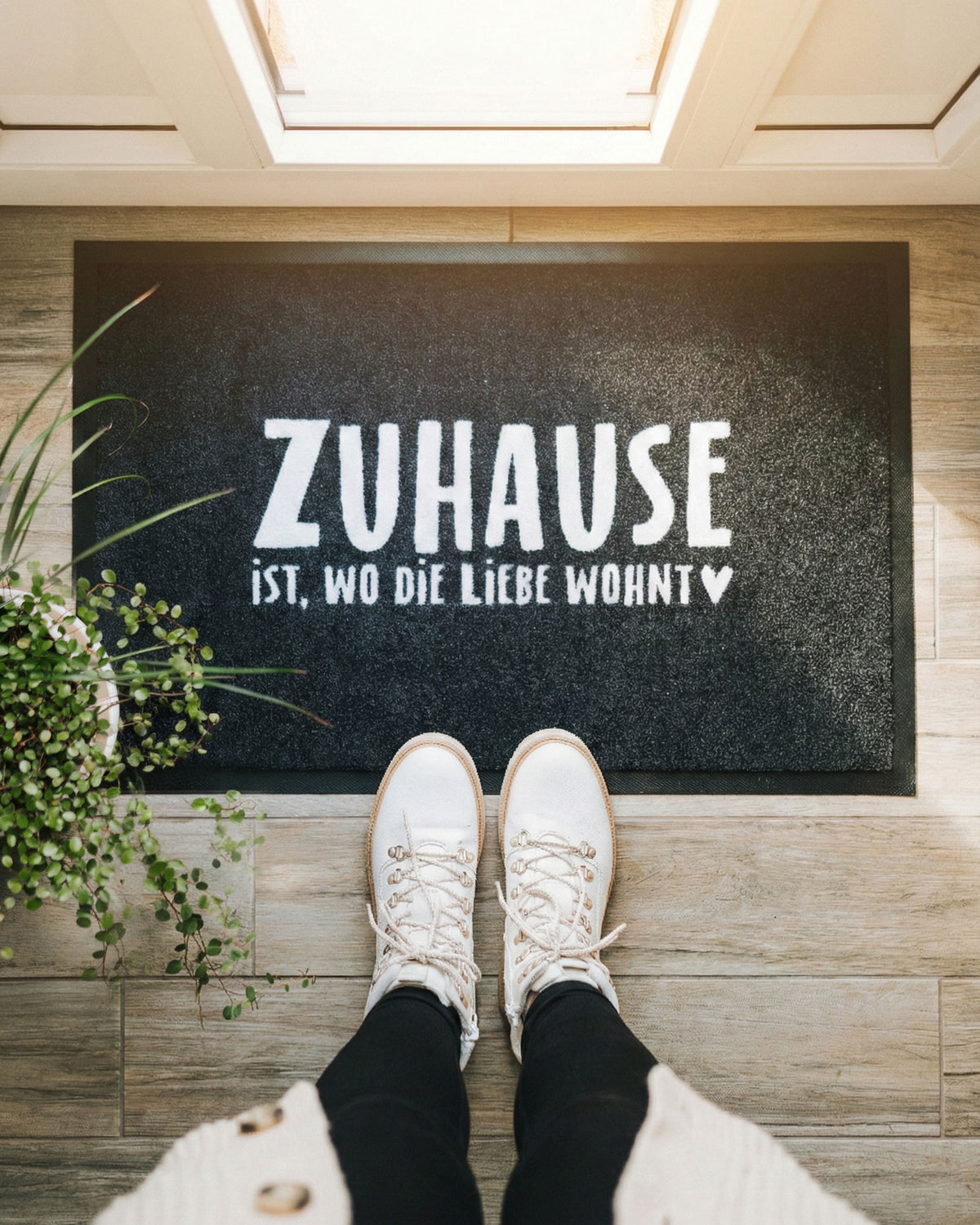 Fussmatte mit Spruch oder Motiv So schön in schwarz weiss