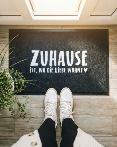 Fussmatte mit Spruch oder Motiv So schön in schwarz weiss