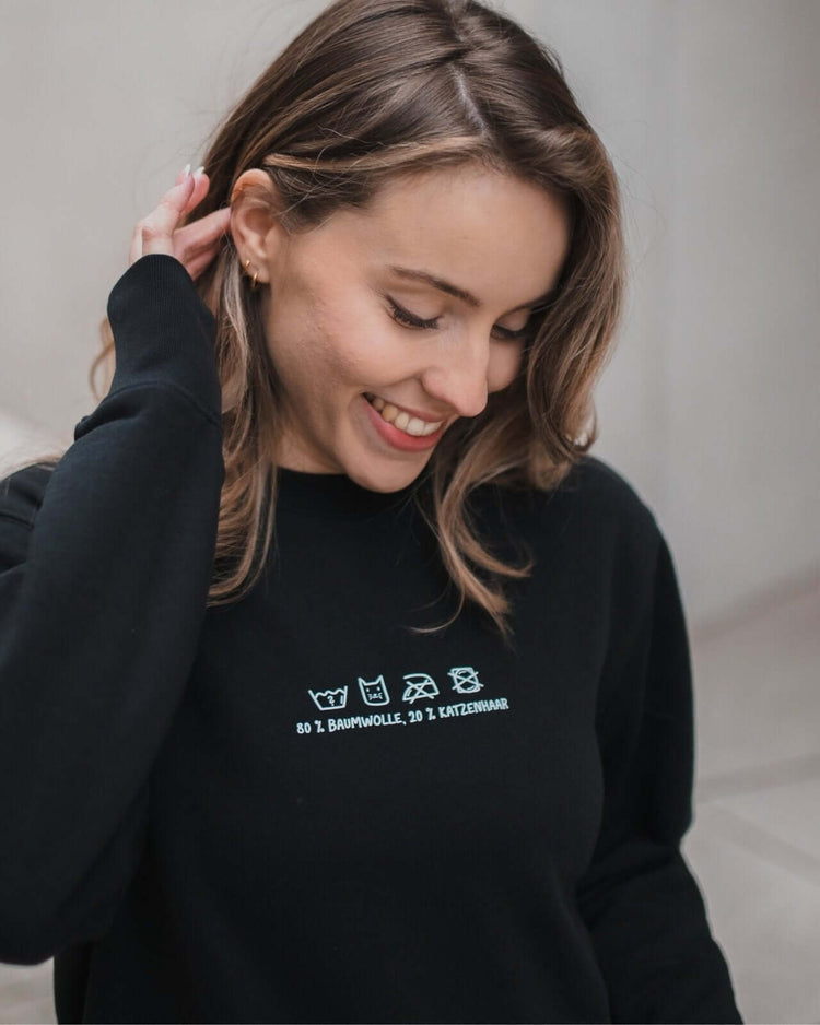 Pullover & Hoodie mit Spruch oder Motiv Katzenhaar in schwarz weiss
