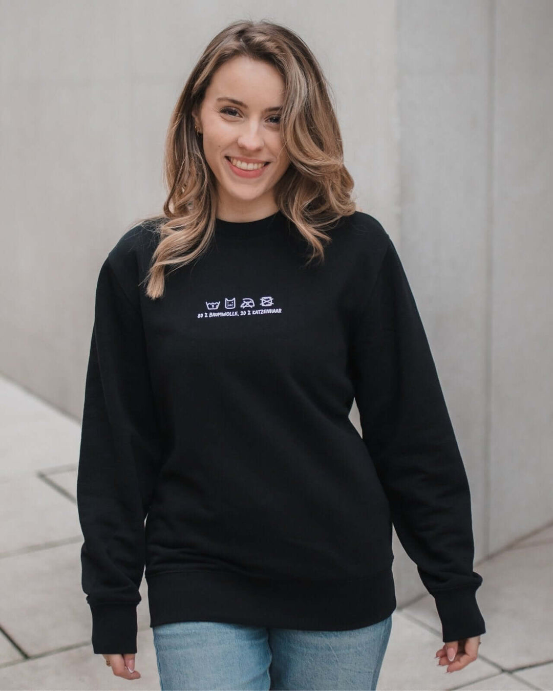 Pullover & Hoodie mit Spruch oder Motiv Katzenhaar in schwarz weiss
