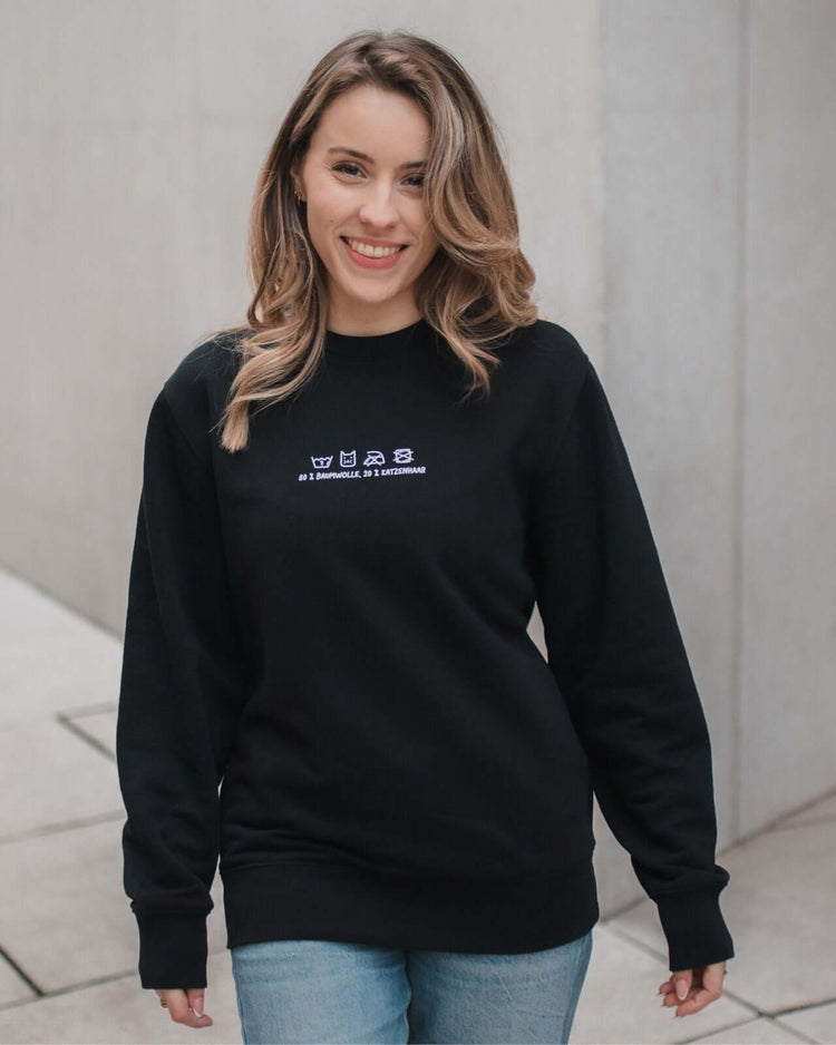 Pullover & Hoodie mit Spruch oder Motiv Katzenhaar in schwarz weiss