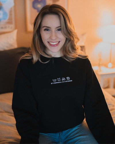 Pullover & Hoodie mit Spruch oder Motiv Katzenhaar in schwarz weiss