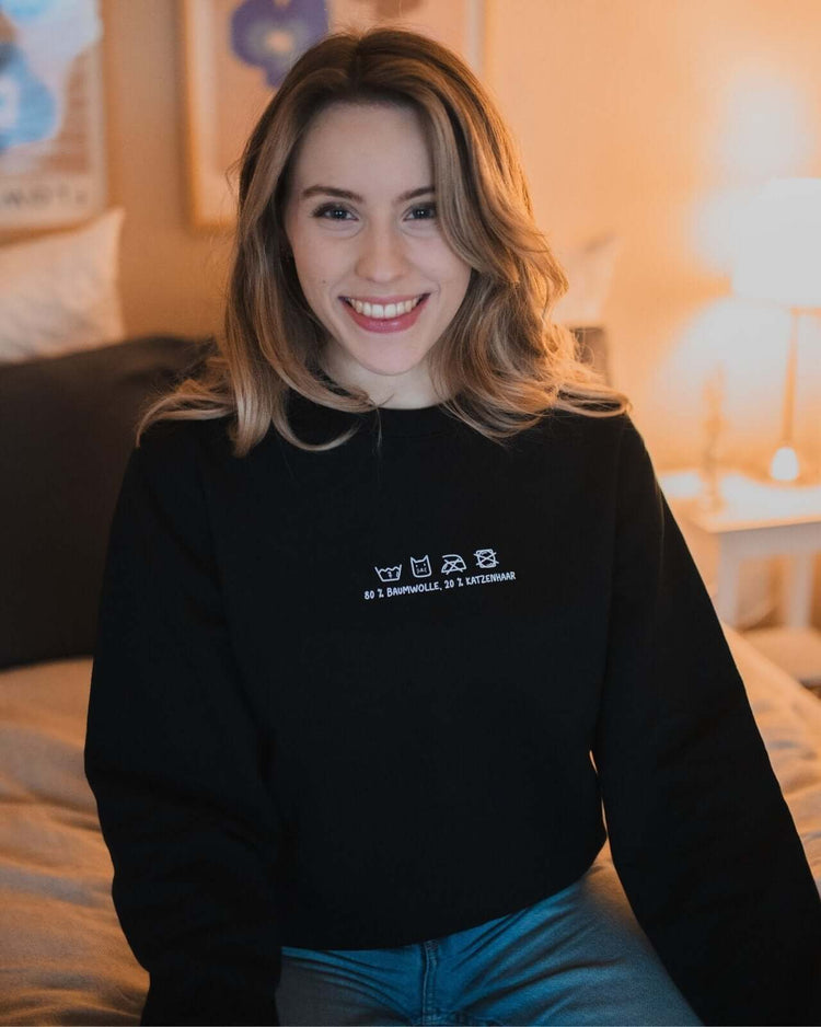 Pullover & Hoodie mit Spruch oder Motiv Katzenhaar in schwarz weiss
