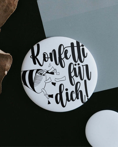 Magnete mit Spruch oder Motiv Konfetti für dich · groß in schwarz weiss