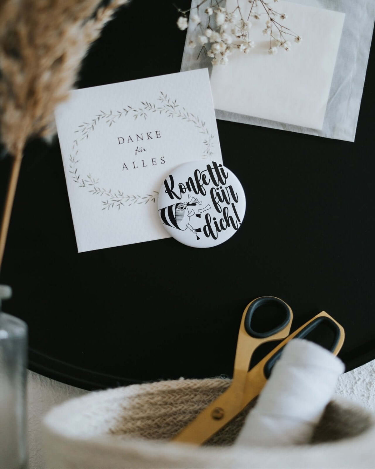 Magnete mit Spruch oder Motiv Konfetti für dich · groß in schwarz weiss