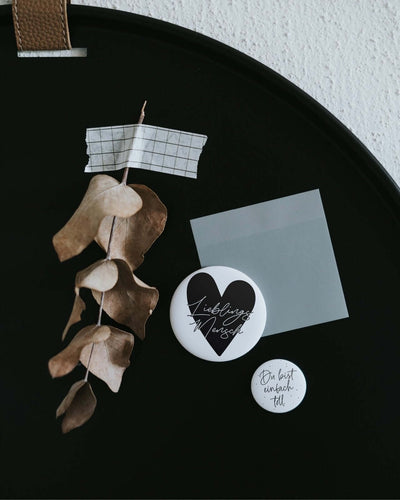 Magnete mit Spruch oder Motiv Lieblingsmensch · groß in schwarz weiss