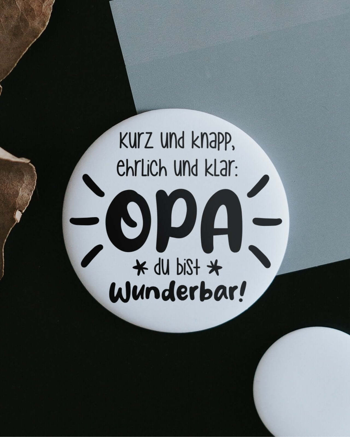 Magnete mit Spruch oder Motiv Opa ist wunderbar · groß in schwarz weiss