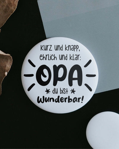 Magnete mit Spruch oder Motiv Opa ist wunderbar · groß in schwarz weiss
