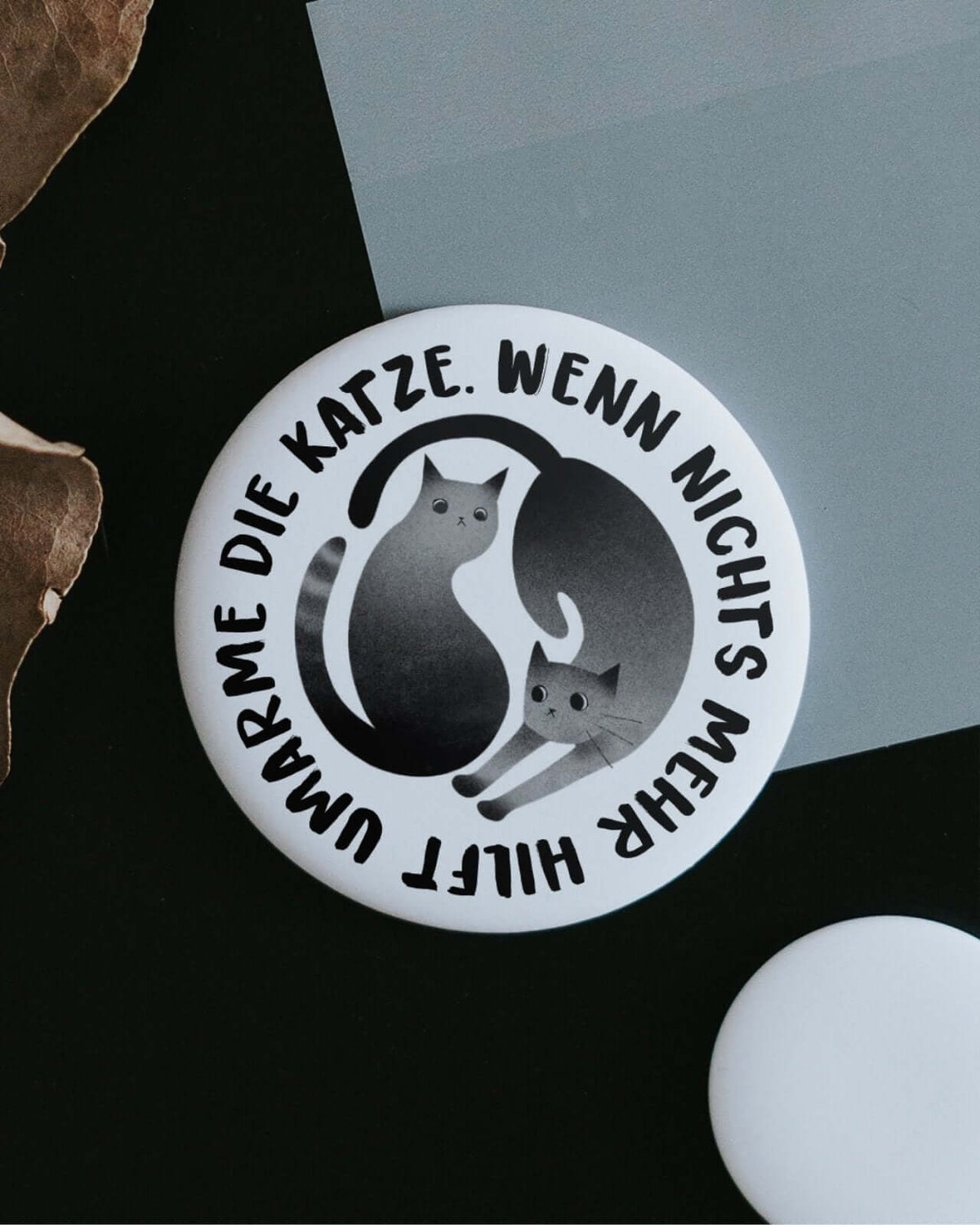 Magnete mit Spruch oder Motiv Umarme die Katze · groß in schwarz weiss
