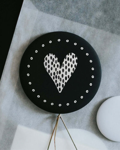 Magnete mit Spruch oder Motiv Herz · klein in schwarz weiss