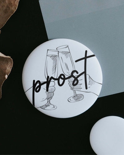 Magnete mit Spruch oder Motiv Prost · klein in schwarz weiss