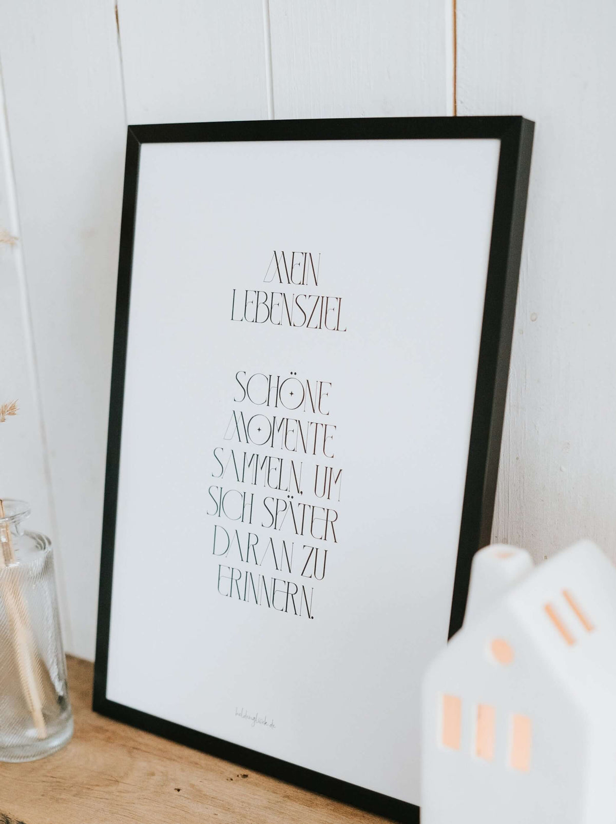 Poster mit Spruch oder Motiv Mein Lebensziel in schwarz weiss