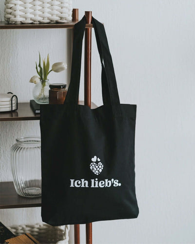 Baumwollbeutel mit Spruch oder Motiv Ich liebs in schwarz weiss