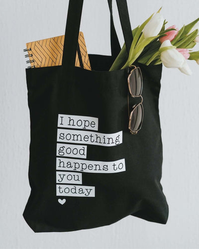 Baumwollbeutel mit Spruch oder Motiv I hope in schwarz weiss