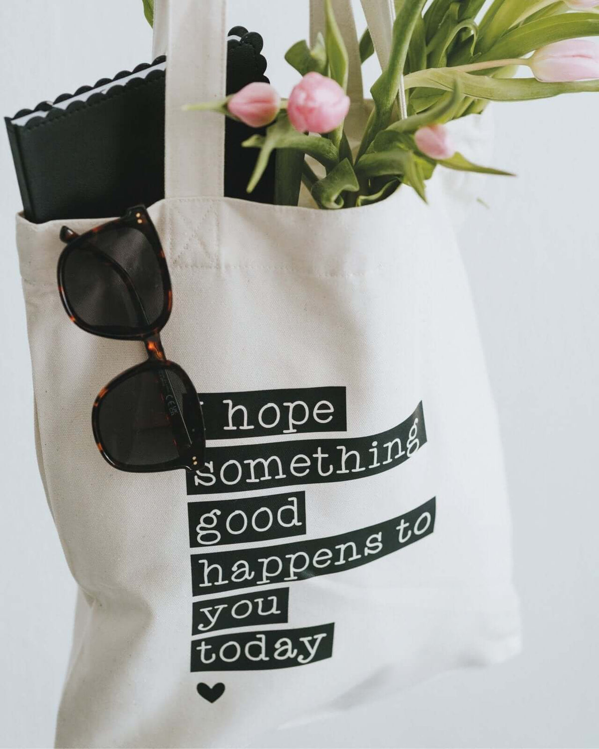 Baumwollbeutel mit Spruch oder Motiv I hope in schwarz weiss