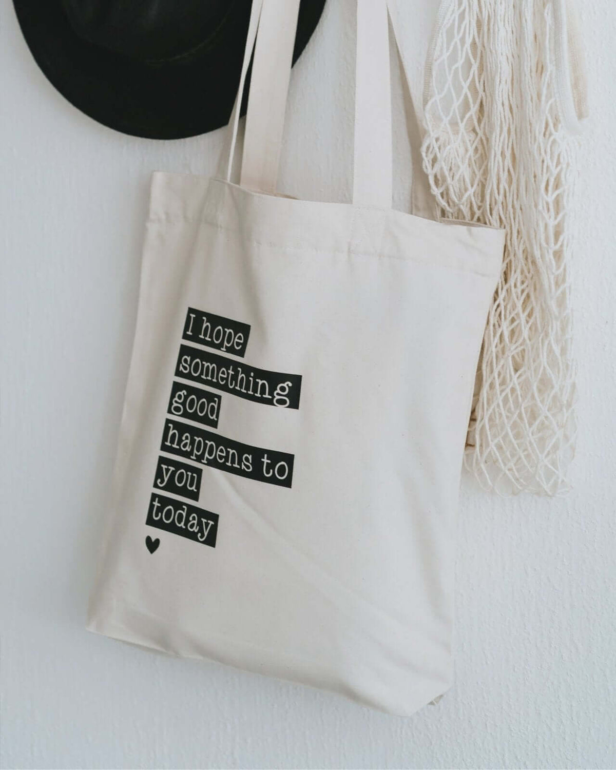 Baumwollbeutel mit Spruch oder Motiv I hope in schwarz weiss
