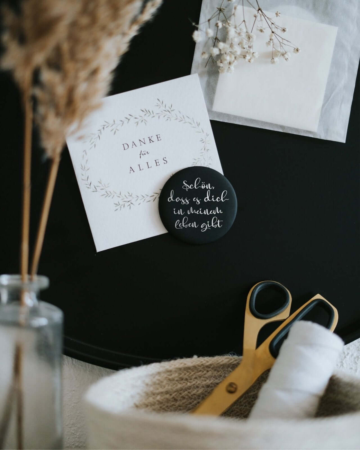 Magnete mit Spruch oder Motiv Schön, dass es dich gibt · groß in schwarz weiss