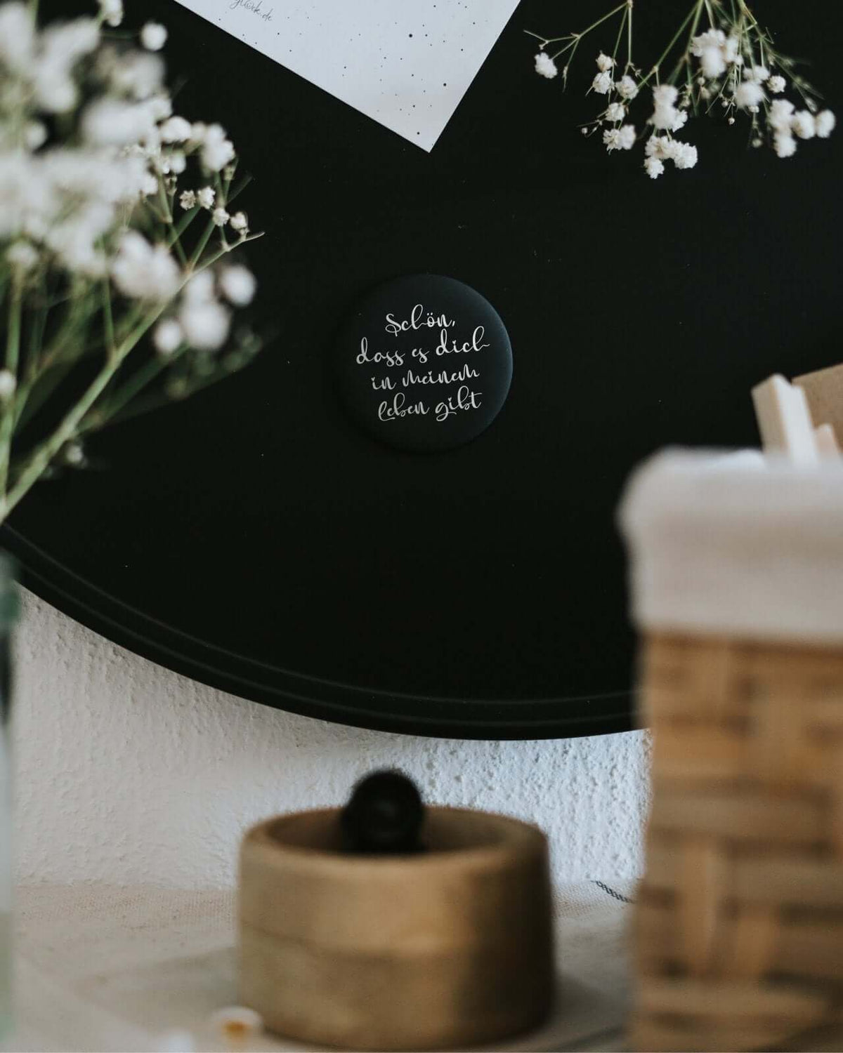 Magnete mit Spruch oder Motiv Schön, dass es dich gibt · groß in schwarz weiss