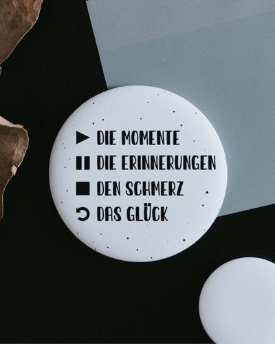 Magnete mit Spruch oder Motiv Momente Erinnerungen · groß in schwarz weiss