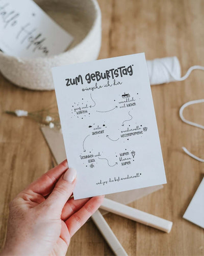 Geschenke zum Geburtstag – Postkarte mit Wunsch-Auswahl & Stil