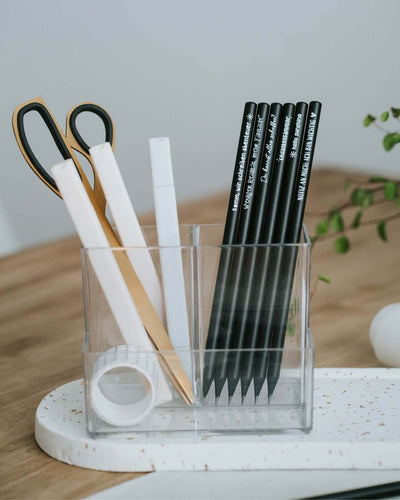 Bleistift mit Spruch oder Motiv Notiz an mich in schwarz weiss