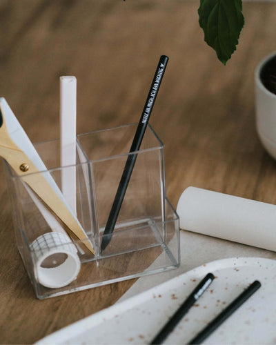 Bleistift mit Spruch oder Motiv Notiz an mich in schwarz weiss