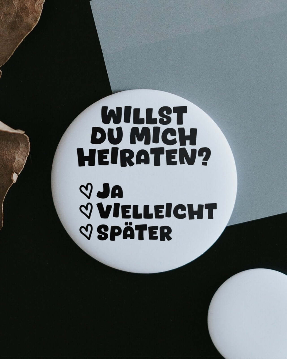 Magnete mit Spruch oder Motiv Willst du mich heiraten · groß in schwarz weiss