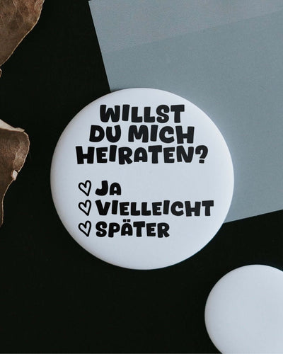 Magnete mit Spruch oder Motiv Willst du mich heiraten · groß in schwarz weiss