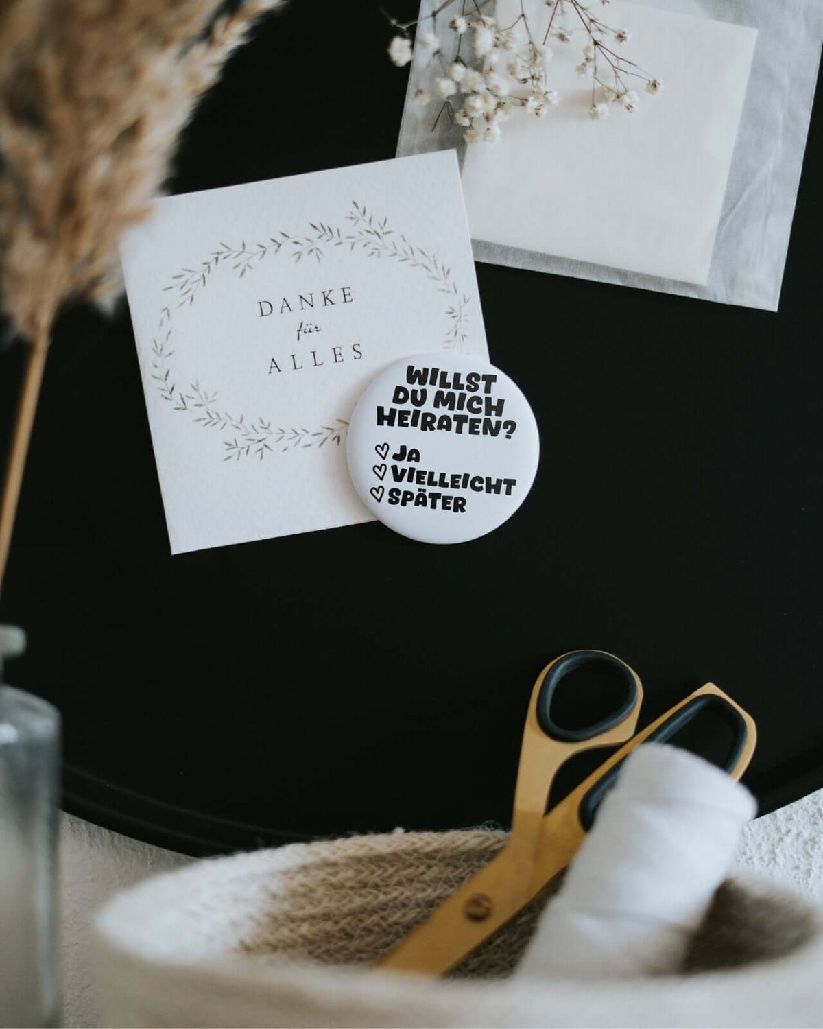 Magnete mit Spruch oder Motiv Willst du mich heiraten · groß in schwarz weiss