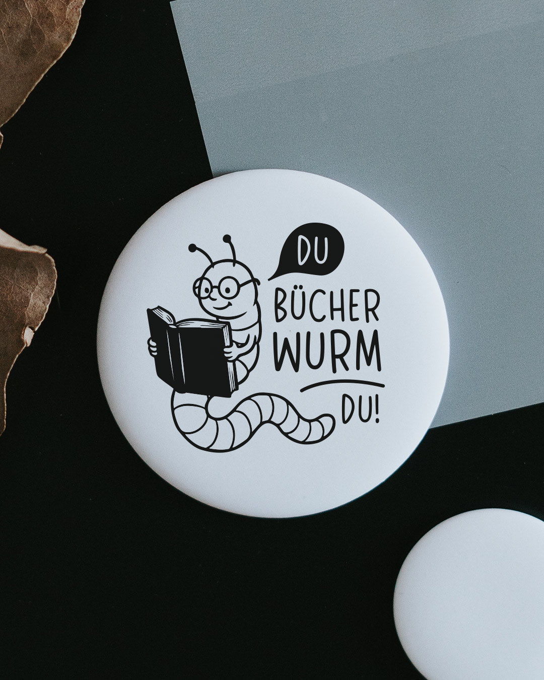 Magnet Du Bücherwurm du – großer Kühlschrankmagnet für Leseratten als Geschenk