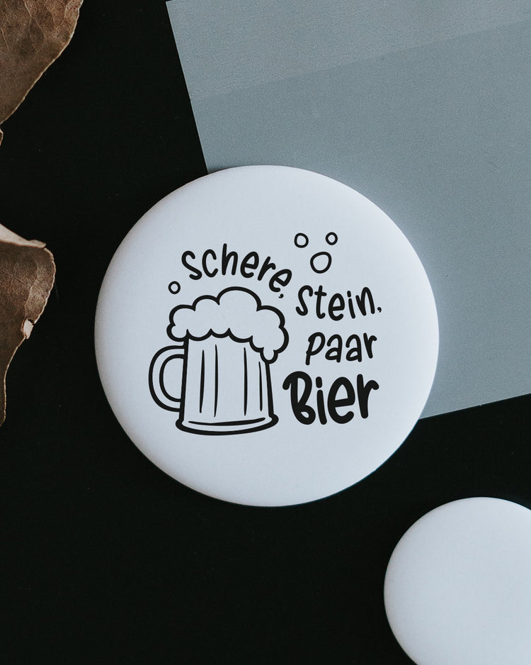Magnet Schere Stein paar Bier – großer Kühlschrankmagnet mit lockerem Spruch als Geschenk