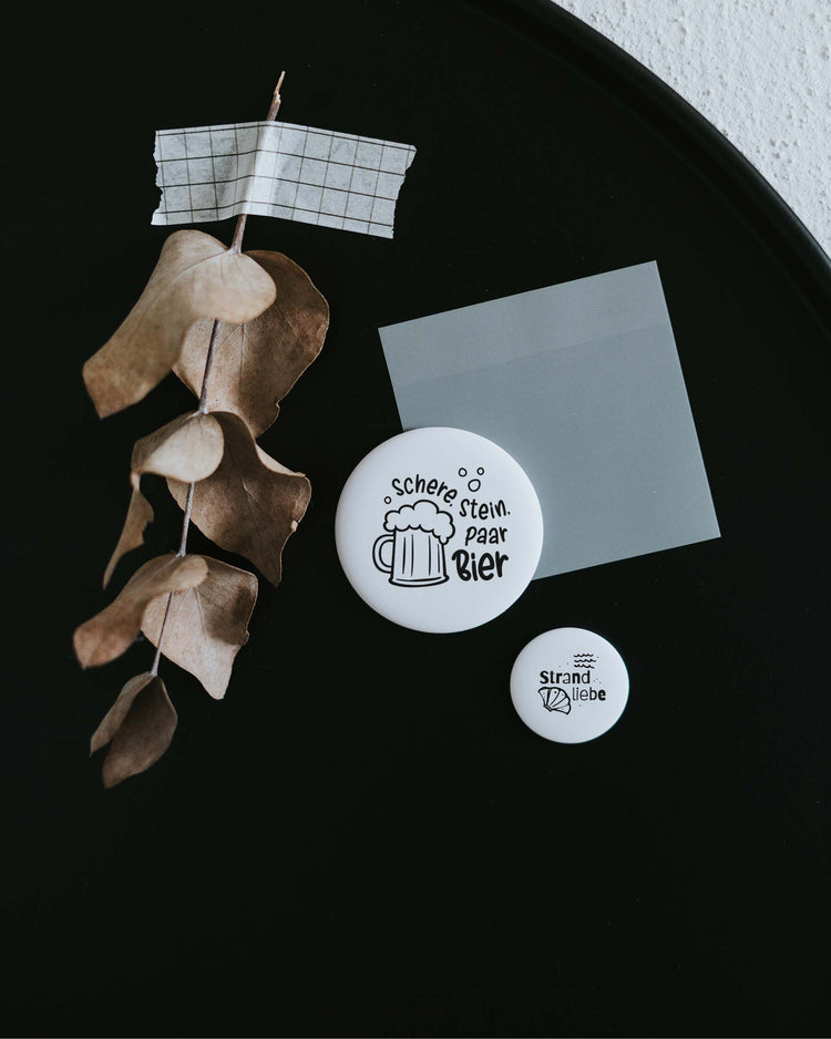 Magnet Schere Stein paar Bier – großer Kühlschrankmagnet mit lockerem Spruch als Geschenk